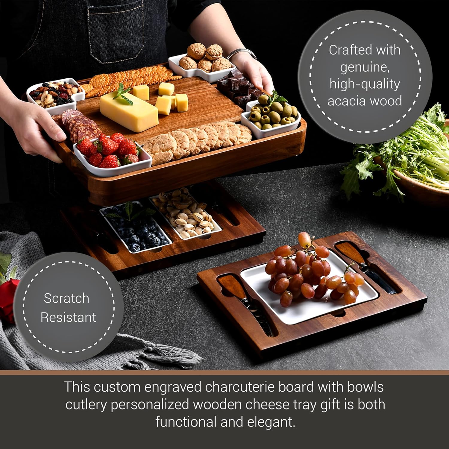 Shanik Upgraded Acacia Cheese Board Set